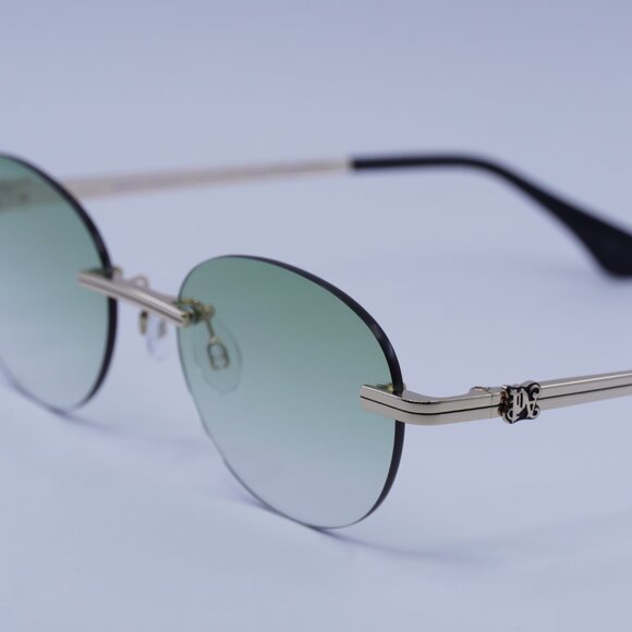 Palm Angels PERI10H CRYSTAL 7654 Sunglasses Gold Oval Frame, Green Lenses main image 7